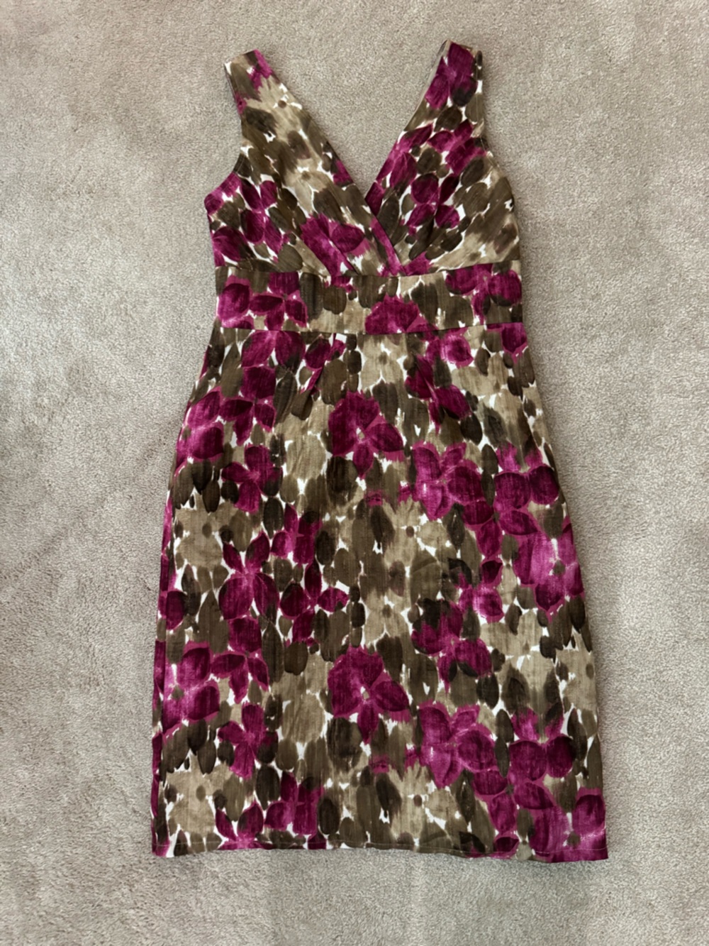 Liz Claiborne Magenta and Brown Floral Wrap Dress